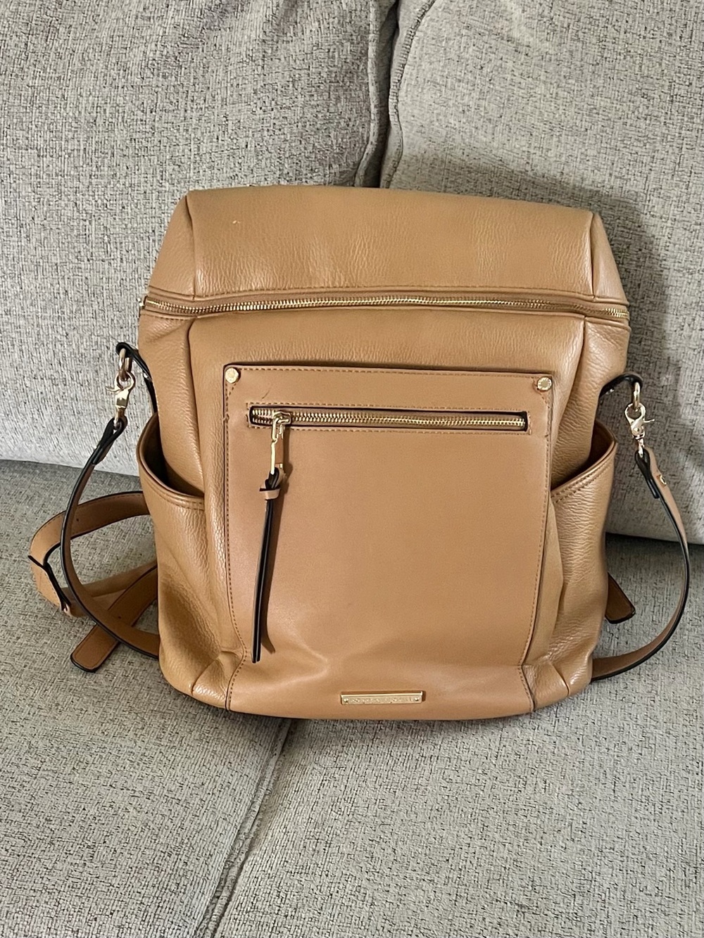 Poppy & Peonies Tan Leather Convertible Backpack Crossbody
